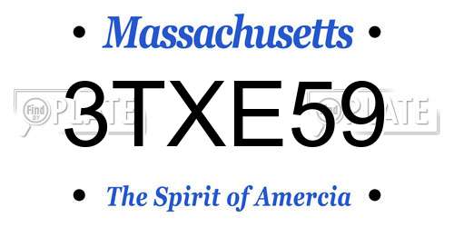 3TXE59 Massachusetts License Plate