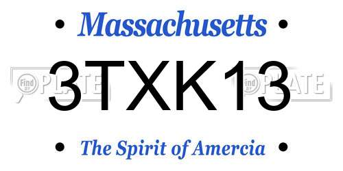 3TXK13 Massachusetts License Plate