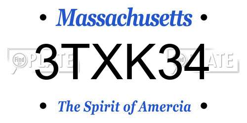 3TXK34 Massachusetts License Plate