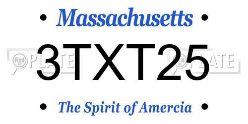 3TXT25 Massachusetts License Plate
