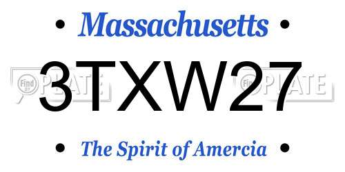 3TXW27 Massachusetts License Plate
