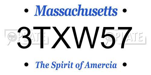 3TXW57 Massachusetts License Plate