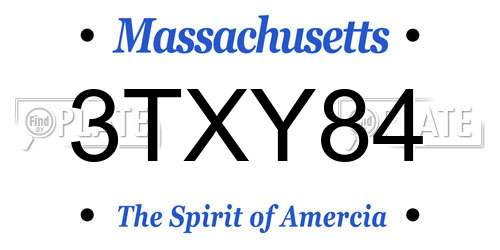 3TXY84 Massachusetts License Plate