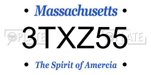 3TXZ55 Massachusetts License Plate