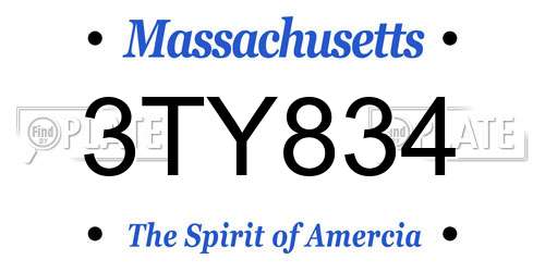 3TY834 Massachusetts License Plate