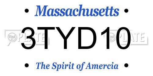 3TYD10 Massachusetts License Plate