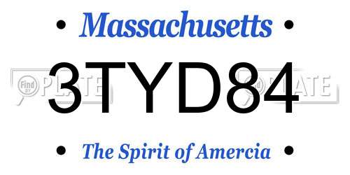 3TYD84 Massachusetts License Plate