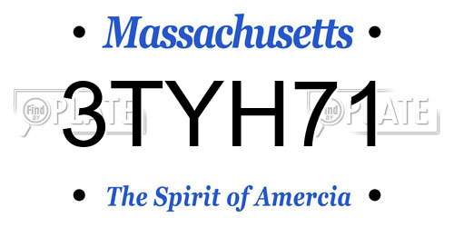 3TYH71 Massachusetts License Plate