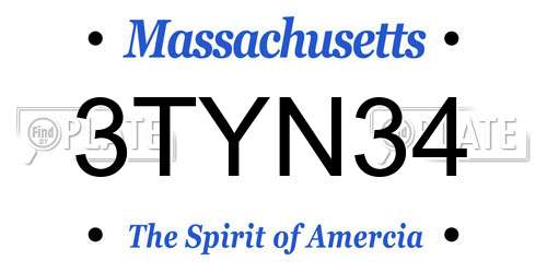 3TYN34 Massachusetts License Plate
