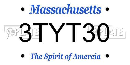 3TYT30 Massachusetts License Plate