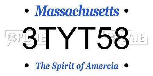 3TYT58 Massachusetts License Plate
