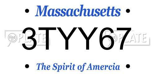 3TYY67 Massachusetts License Plate