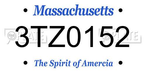 3TZ0152 Massachusetts License Plate