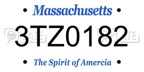 3TZ0182 Massachusetts License Plate