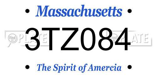 3TZ084 Massachusetts License Plate