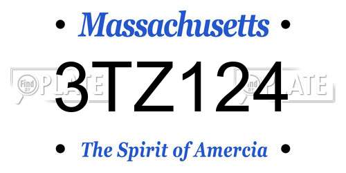 3TZ124 Massachusetts License Plate