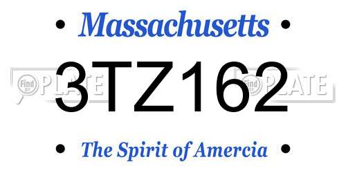 3TZ162 Massachusetts License Plate