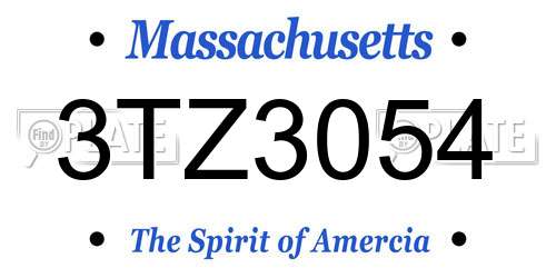 3TZ3054 Massachusetts License Plate