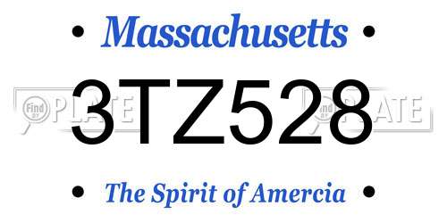 3TZ528 Massachusetts License Plate