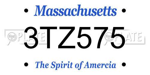 3TZ575 Massachusetts License Plate