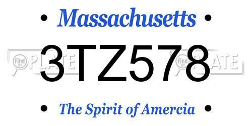 3TZ578 Massachusetts License Plate