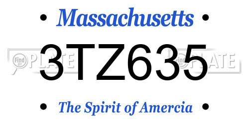 3TZ635 Massachusetts License Plate