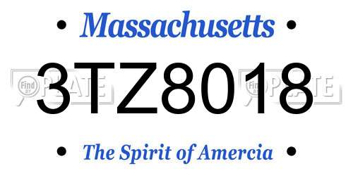 3TZ8018 Massachusetts License Plate