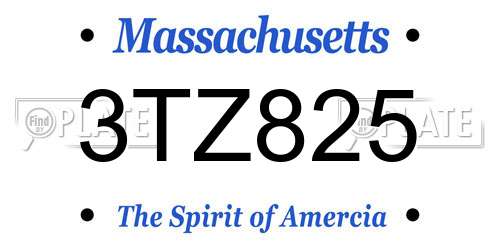 3TZ825 Massachusetts License Plate