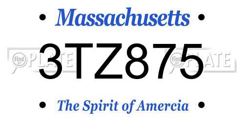 3TZ875 Massachusetts License Plate