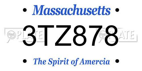 3TZ878 Massachusetts License Plate