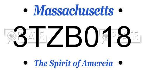 3TZB018 Massachusetts License Plate