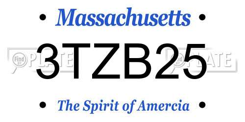 3TZB25 Massachusetts License Plate