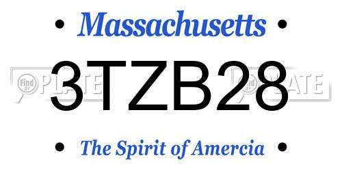 3TZB28 Massachusetts License Plate