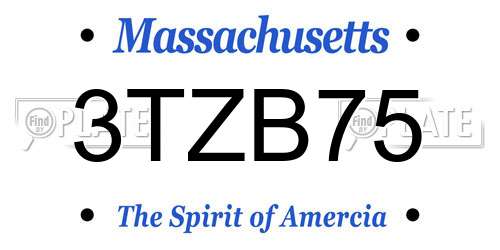 3TZB75 Massachusetts License Plate