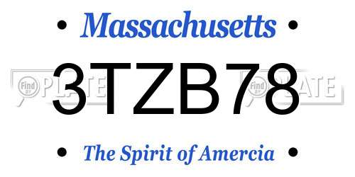 3TZB78 Massachusetts License Plate