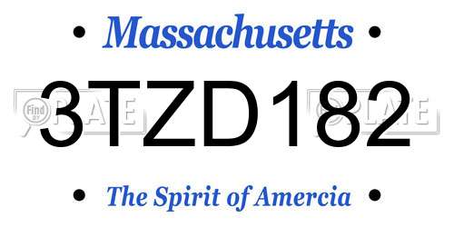 3TZD182 Massachusetts License Plate