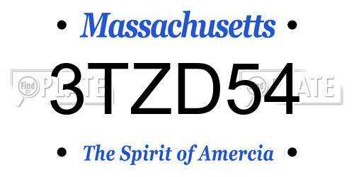3TZD54 Massachusetts License Plate