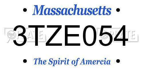 3TZE054 Massachusetts License Plate
