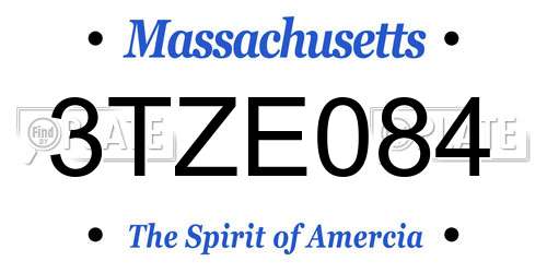 3TZE084 Massachusetts License Plate
