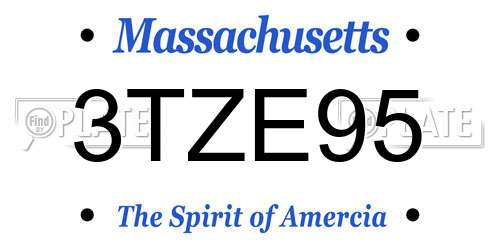 3TZE95 Massachusetts License Plate