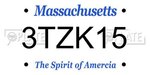 3TZK15 Massachusetts License Plate