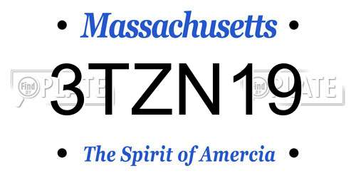 3TZN19 Massachusetts License Plate