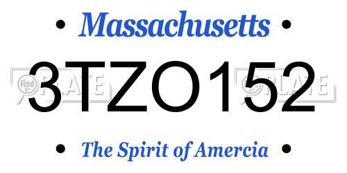 3TZO152 Massachusetts License Plate