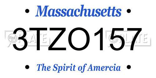 3TZO157 Massachusetts License Plate