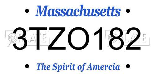 3TZO182 Massachusetts License Plate