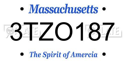 3TZO187 Massachusetts License Plate