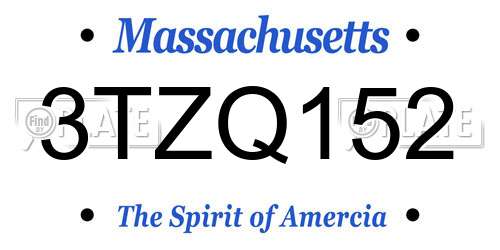 3TZQ152 Massachusetts License Plate