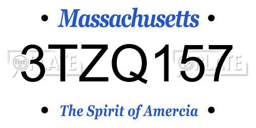 3TZQ157 Massachusetts License Plate