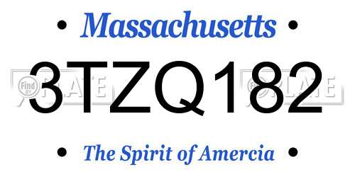 3TZQ182 Massachusetts License Plate