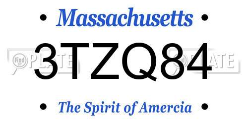 3TZQ84 Massachusetts License Plate